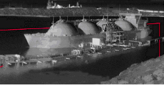 A thermal image of a docked LNG tanker-ship